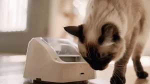 cat automatic feeder eating home